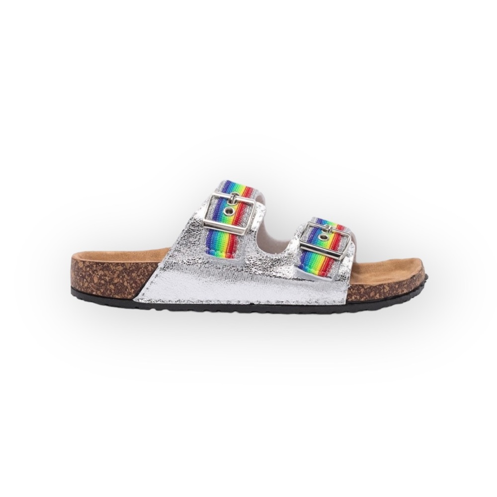 new Olivia Miller ❤︎ Pride Rainbow Birki Cork Footbed Sandal ❤︎ Iridescent ❤︎ 13
